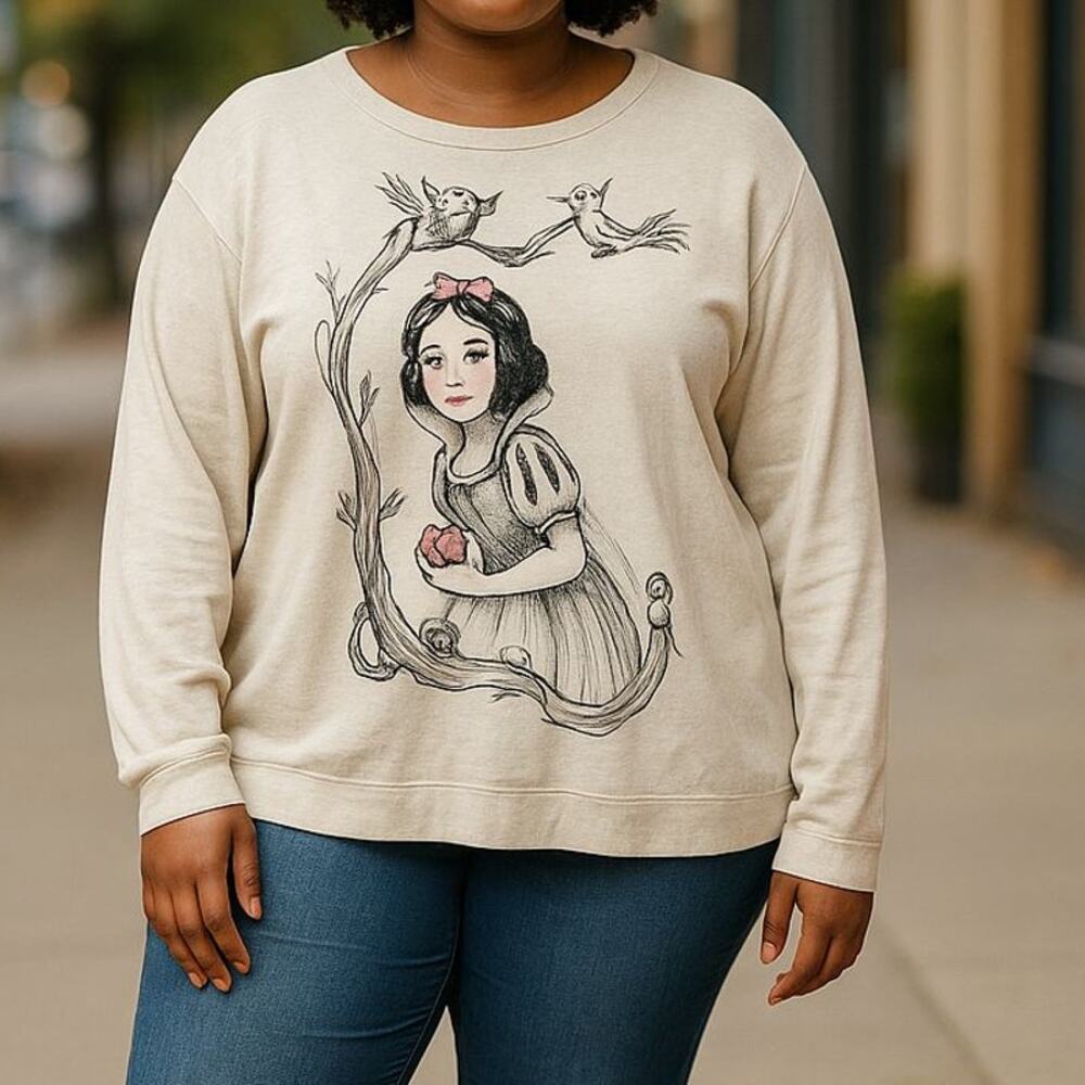 Disney Art of Snow-White 100% Cotton Graphic Pullover Sweatshirt EUC Size 2XL